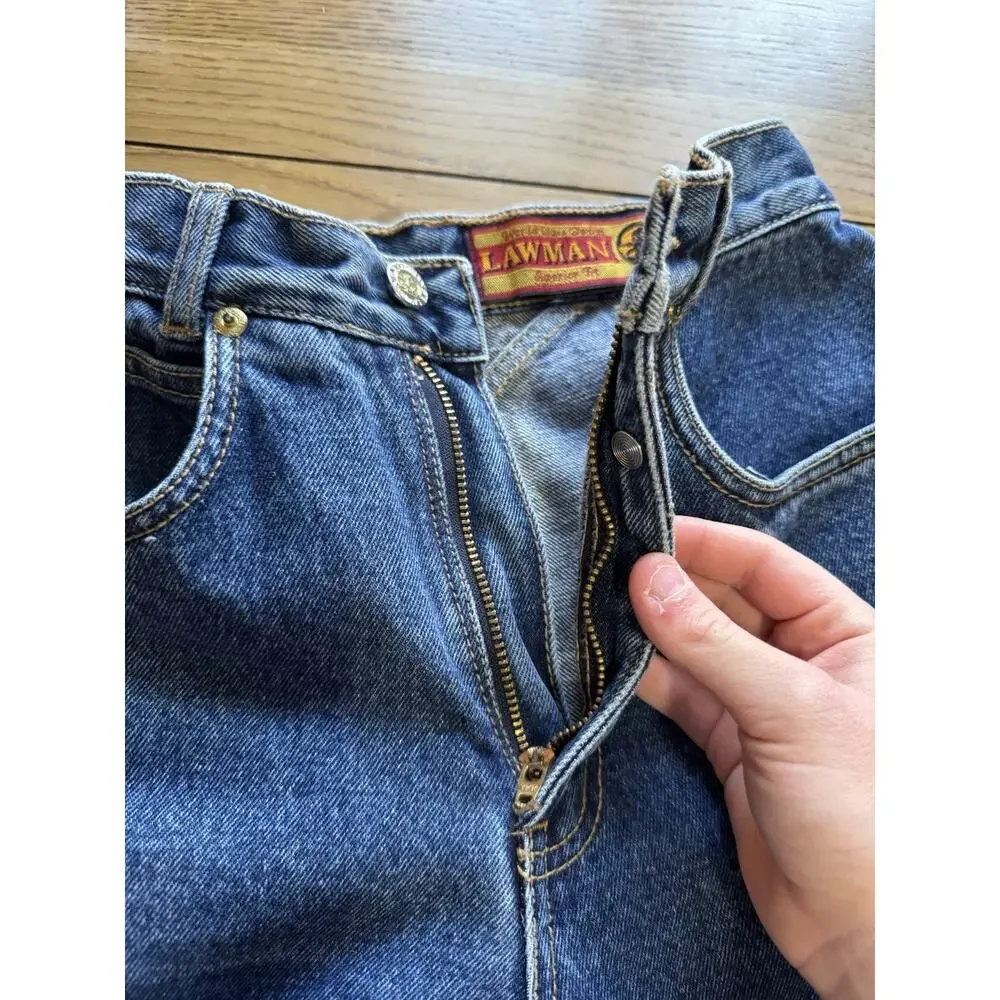 Vintage 90’s Lawman Western Slim Fit Straight‎ Leg Dark Blue Denim Jeans Size 1